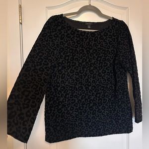 Ann Taylor Black Velvet Leopard print long sleeve top